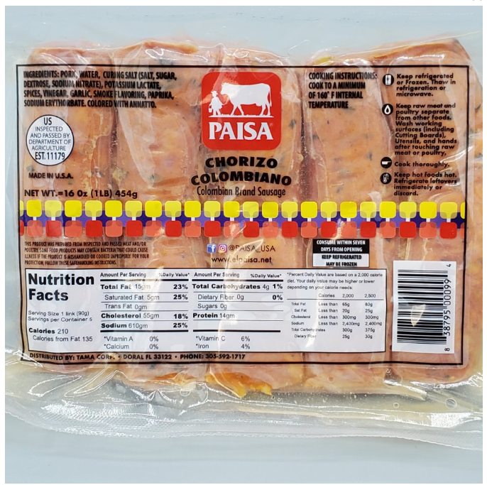 Chorizo Paisa - Colombiano